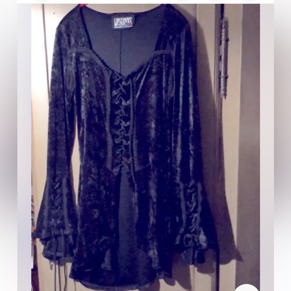 Vintage Lip-Service Steampunk Gothic Bell Sleeved Laced Corset Top L